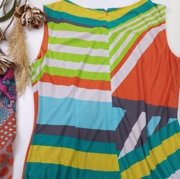 Tahari Multicolored Striped Dress Sz 14 - Picture 7 of 16